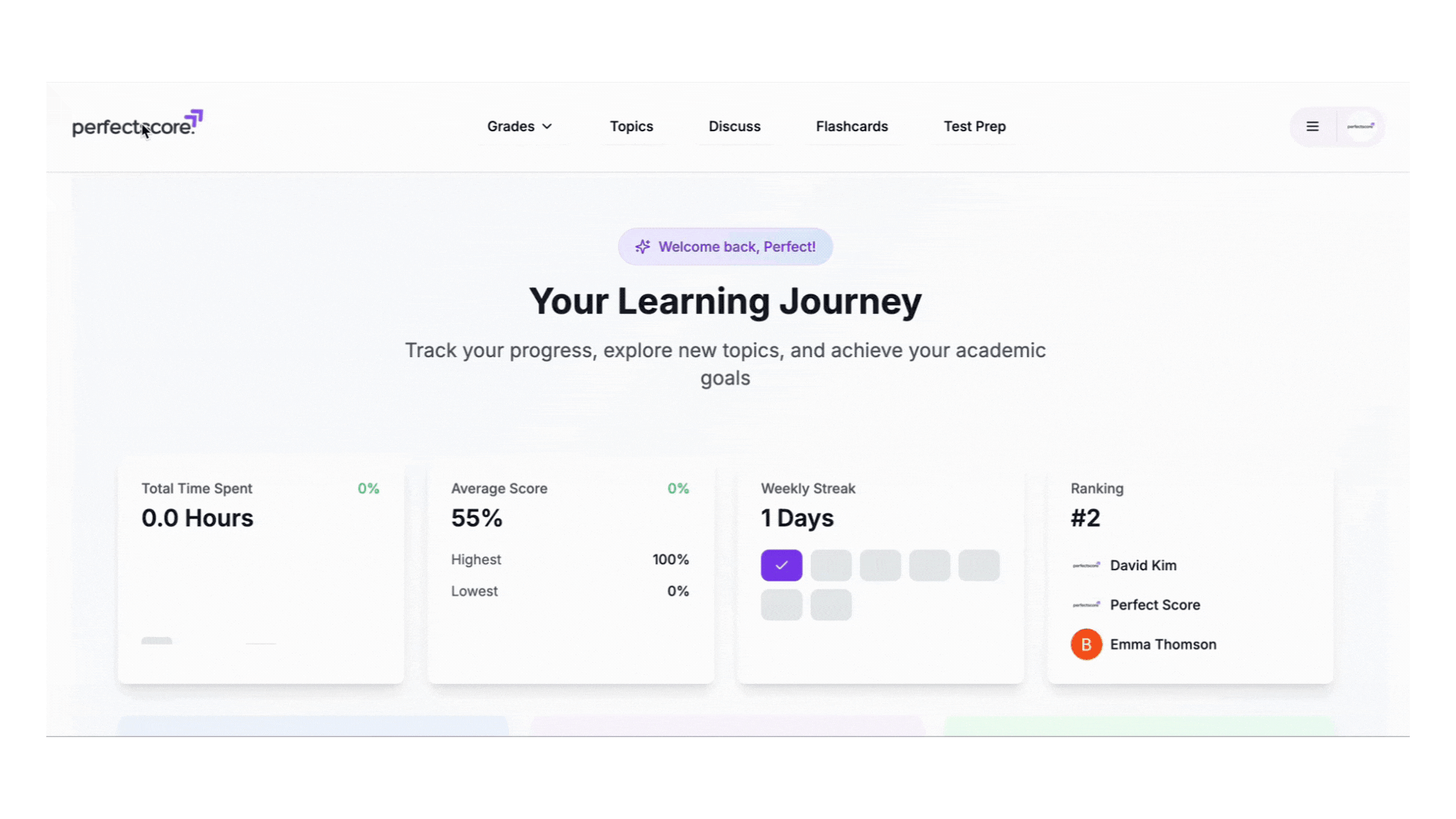 PerfectScore app demo showing AI tutor in action